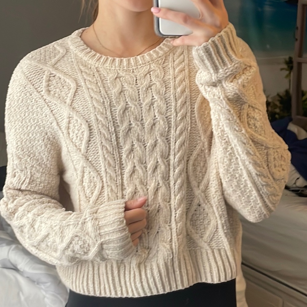 Pacsun Cropped Cream Sweater